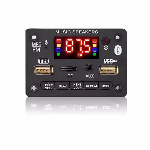 Módulo de Áudio Bluetooth 5.0 com Rádio FM, MP3 e Amplificador Estéreo 2x40W 5V/12V