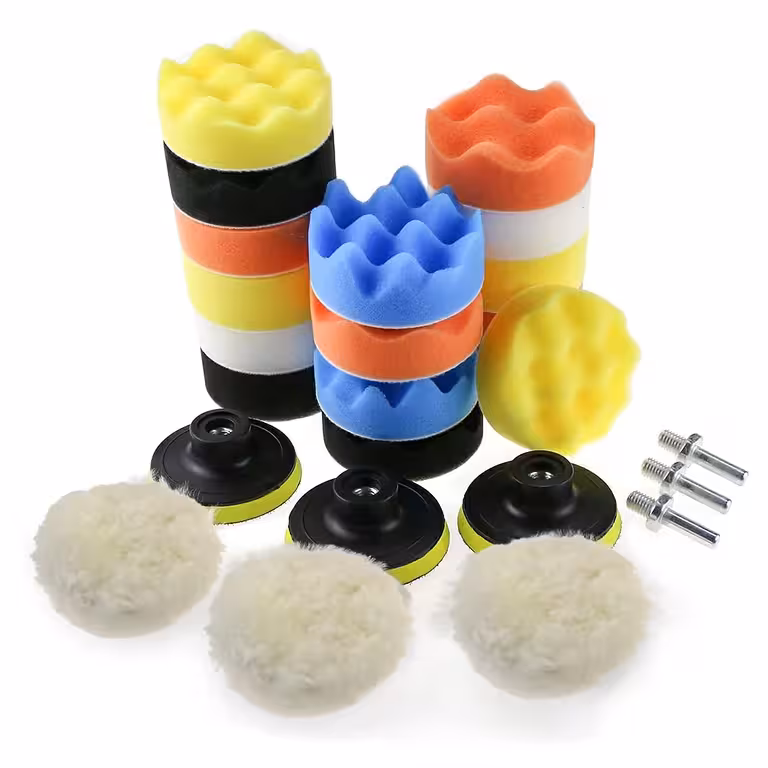 Kit Polish Automotivo com Discos 75mm e Esponjas 80mm – Adaptadores para Furadeira Inclusos