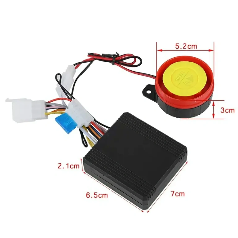 Sistema antifurto moto – dimensões do produto Dimensões do sistema antifurto de moto e controle remoto