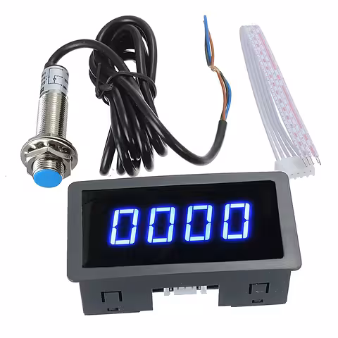 Tacômetro Digital com Sensor Hall para Trator, Torno, Colheitadeira – 12V/24V, LED RPM