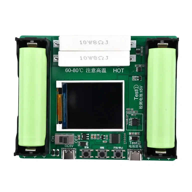 Testador com função de carga e descarga para 18650
