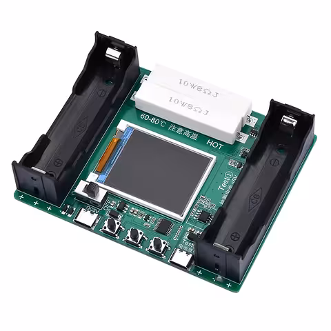 Testador de Baterias 18650 com Display Colorido, Carga e Descarga Automática – USB Type-C