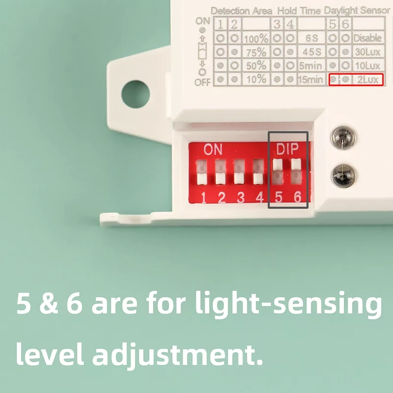 Seletor de limiar de luz de 2 a 2000 lux para sensor crepuscular