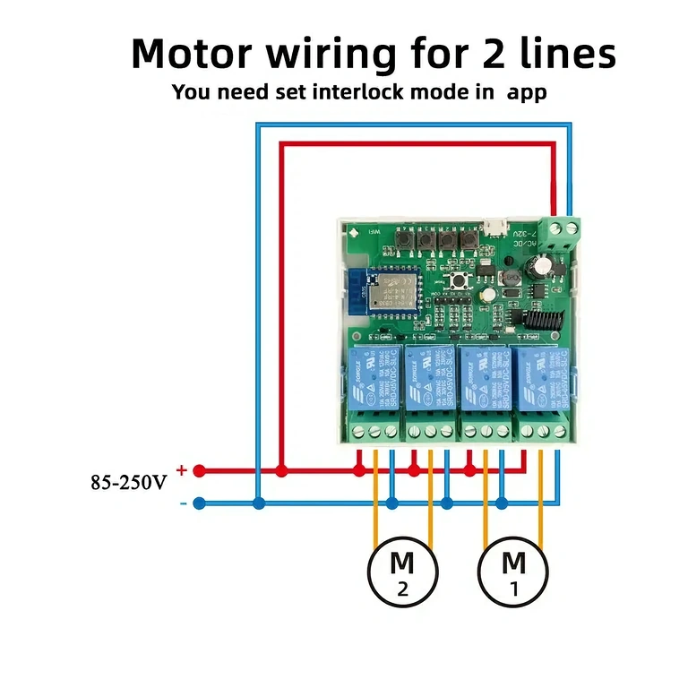 Ilustração do esquema de conexão do relé a motor de portão automático