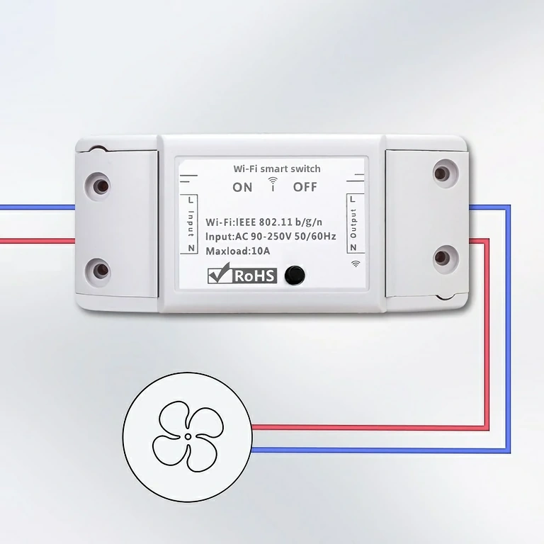 Diagrama detalhado para montagem do relé wireless com conexões elétricas e WiFi