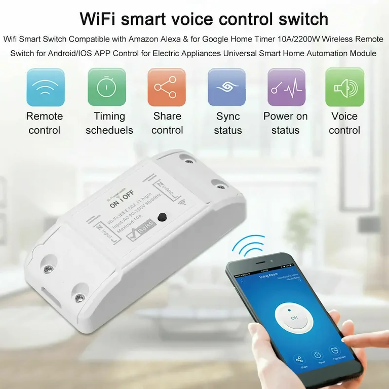 Módulo relé WiFi para casa inteligente, controle smart