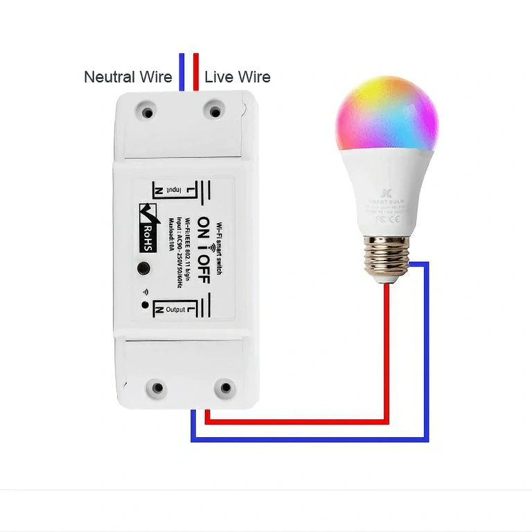 Esquema elétrico e instruções para fiação do relé smart de 1 canal