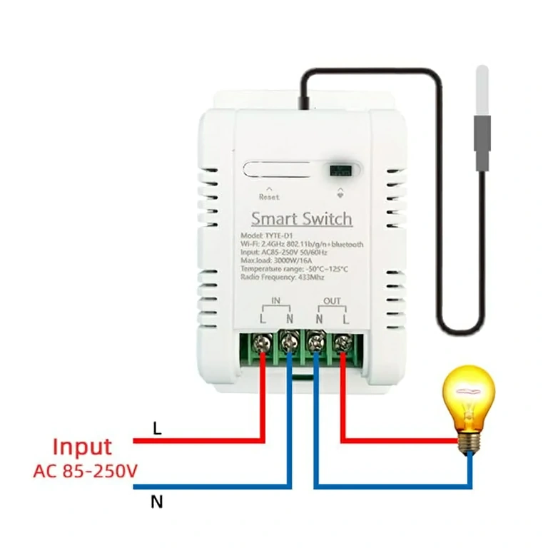 Diagrama de conexões do termostato wireless com sensor de temperatura