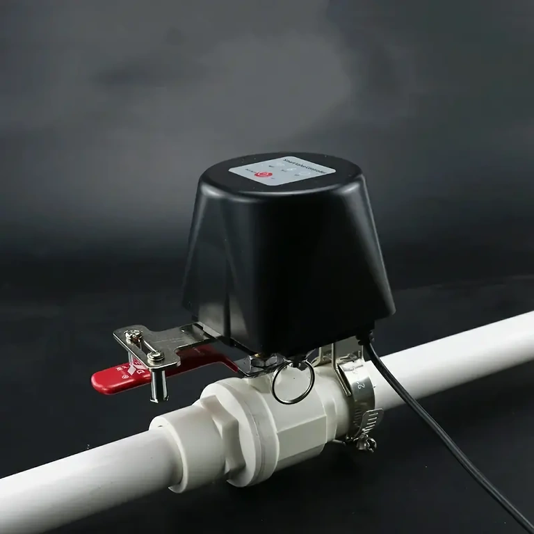 Válvula Wi-Fi instalada diretamente em tubo de água para controle automático