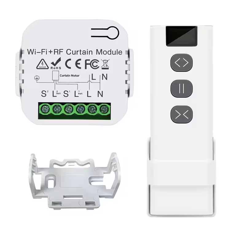 Sistema Automático de Persianas, Cortinas e Cortinados – WiFi, Tuya, Controle Remoto RF