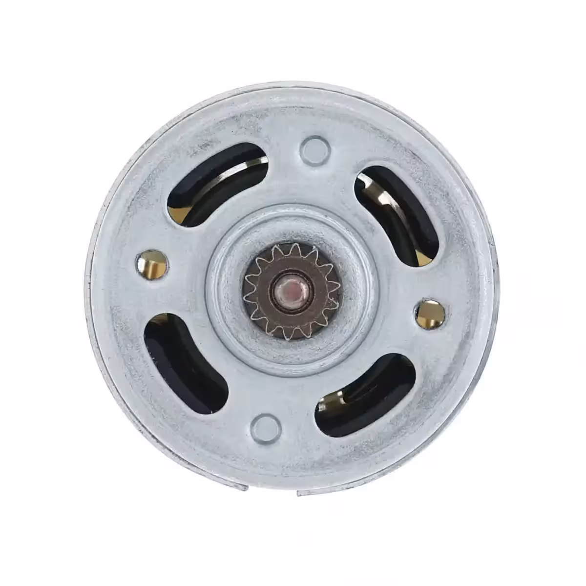 Imagem frontal do motor RS550 GRS550VC mostrando claramente o pinhão