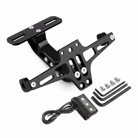 Suporte de Placa de Moto Dobrável com LED, Universal Esportivo