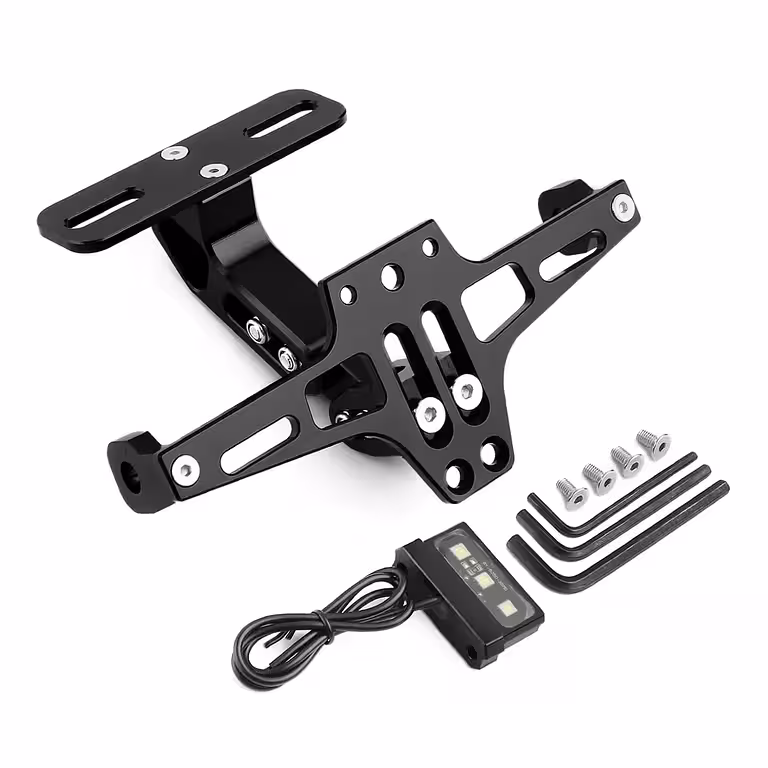 Suporte de Placa de Moto Dobrável com LED, Universal Esportivo