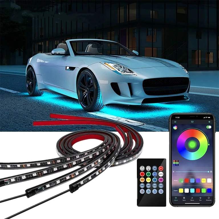 Personalização de luz LED sob o carro com múltiplas cores