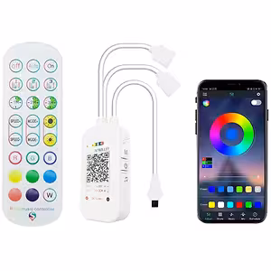Controlador Fita LED RGB Smart WiFi Tuya com Controle Remoto, Dimmer e Controle Musical
