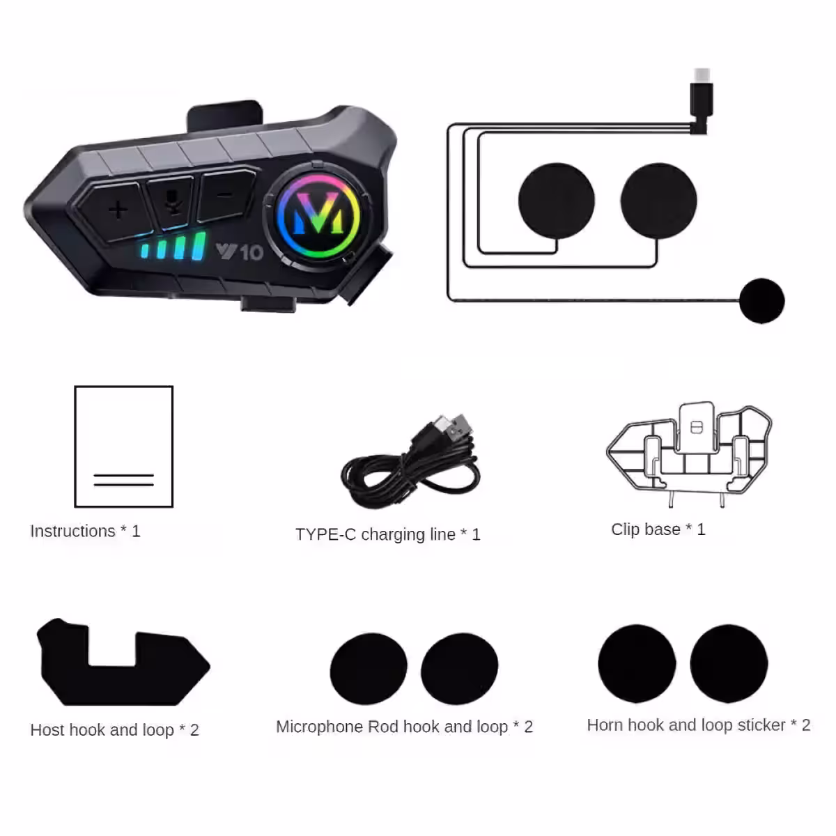 Conjunto de microfone e alto-falantes para sistema intercom de capacete