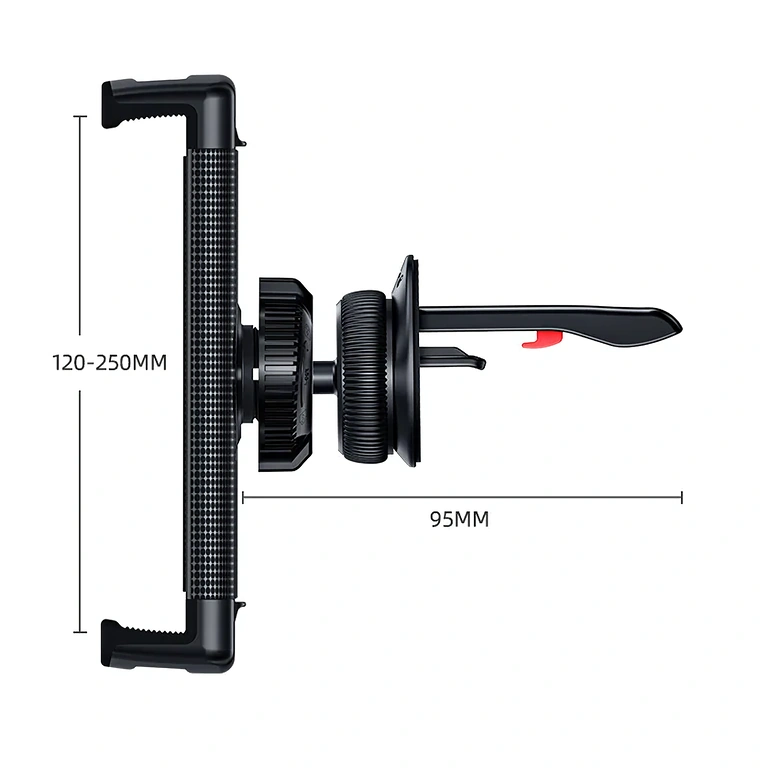 Suporte compacto e leve para tablet, fixado na grade de ventilação