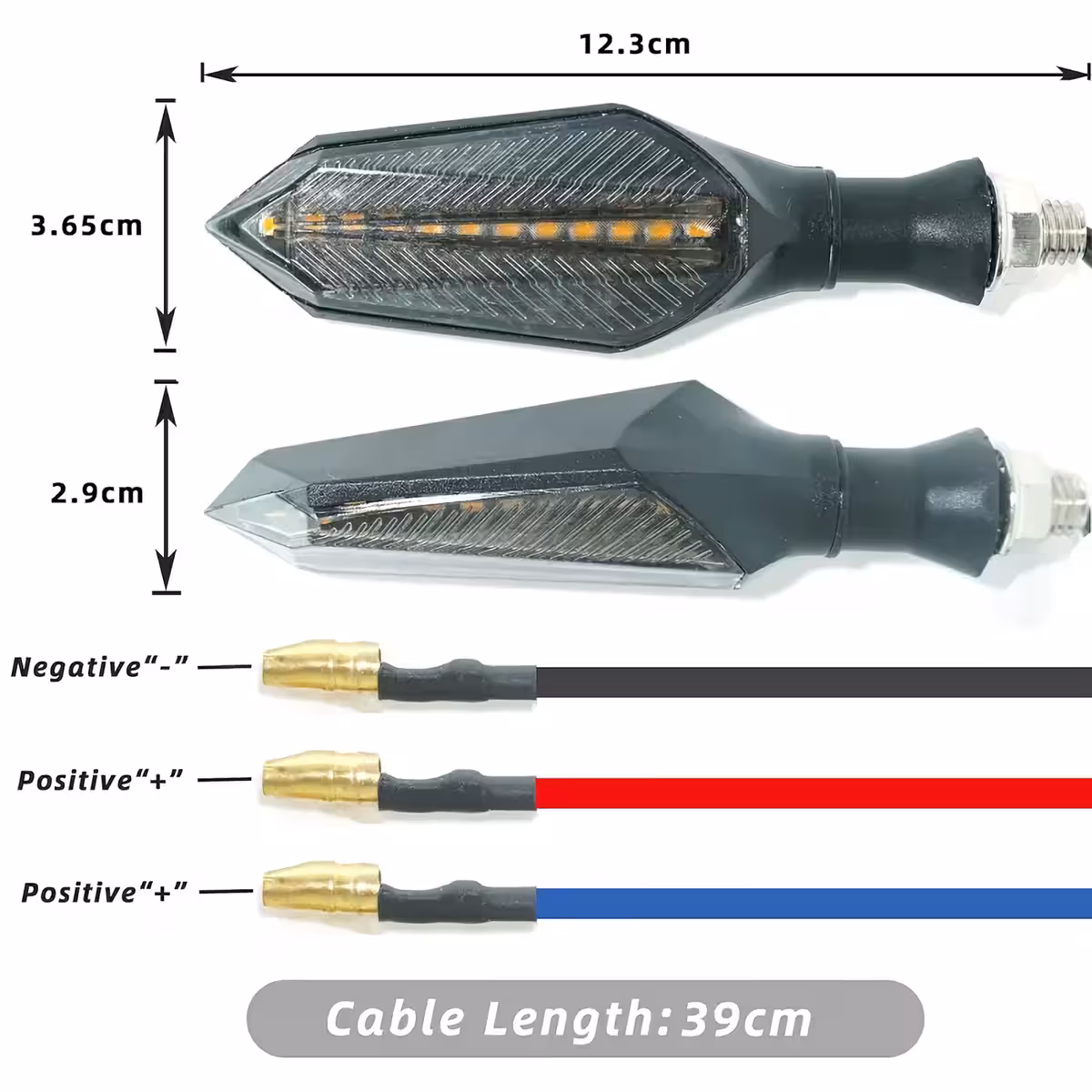 Piscas com fios preto, azul e vermelho para conexões