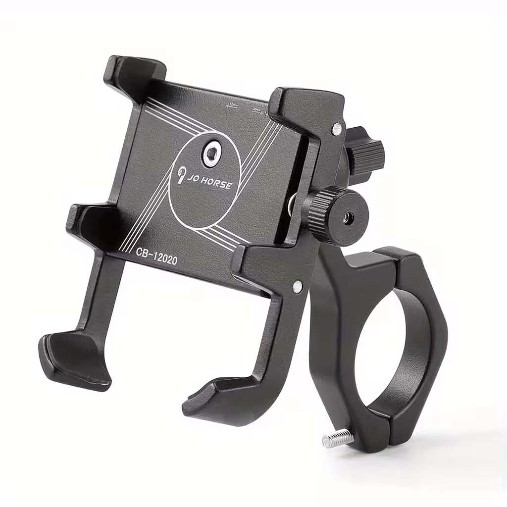 Suporte de Telefone Ajustável para Moto, Bicicleta, Scooter Elétrica e ATV – Alumínio Preto