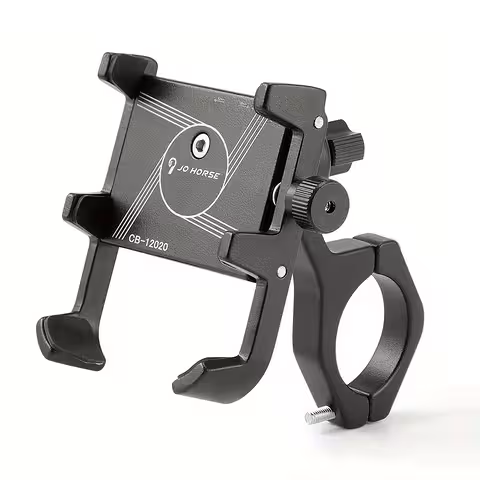 Suporte de Telefone Ajustável para Moto, Bicicleta, Scooter Elétrica e ATV – Alumínio Preto