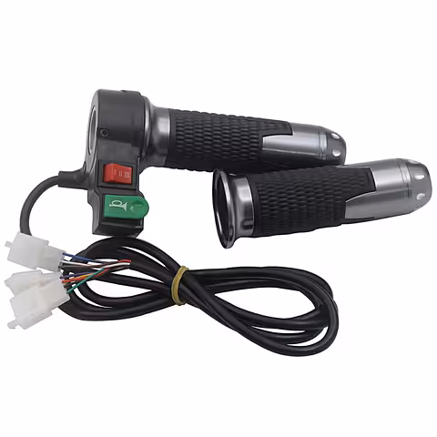 Manete de Aceleração para Scooter e Bicicleta Elétrica 12V-72V com Botão de Buzina e Marchas