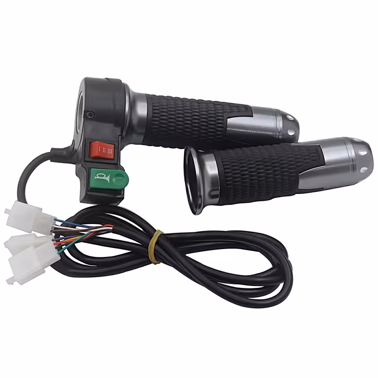 Manete de Aceleração para Scooter e Bicicleta Elétrica 12V-72V com Botão de Buzina e Marchas