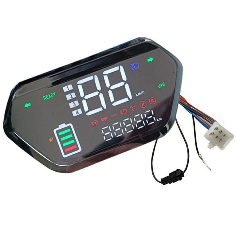 Display digital LCD montado na frente em scooter elétrico
