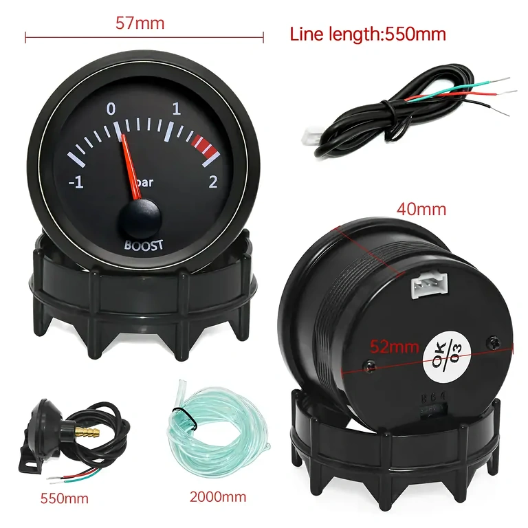 Indicador de pressão turbo 52mm Indicador de pressão turbo com diâmetro 52mm, compatível com suporte padrão
