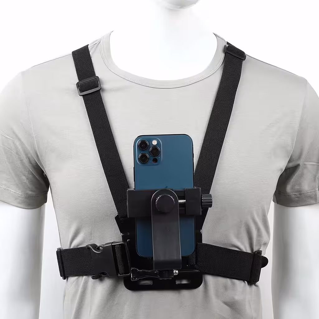 Suporte Peitoral para Telefone e Câmera GoPro – Sistema Ajustável Chest Mount