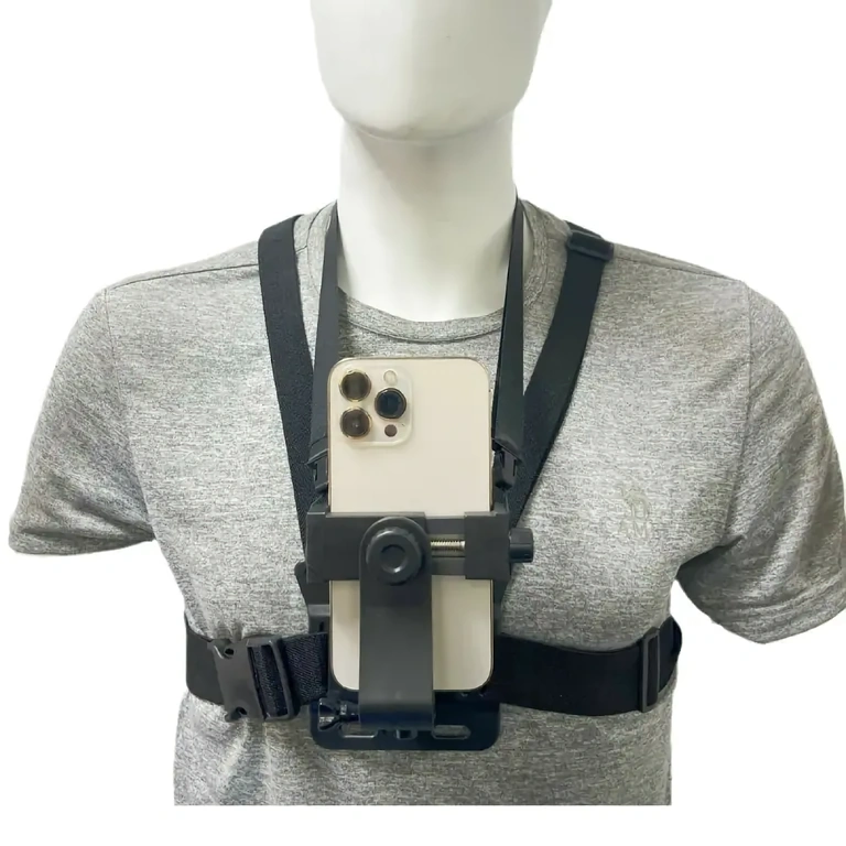 Suporte GoPro com adaptador para telefone Suporte GoPro com adaptador para celular, fixação segura no peito