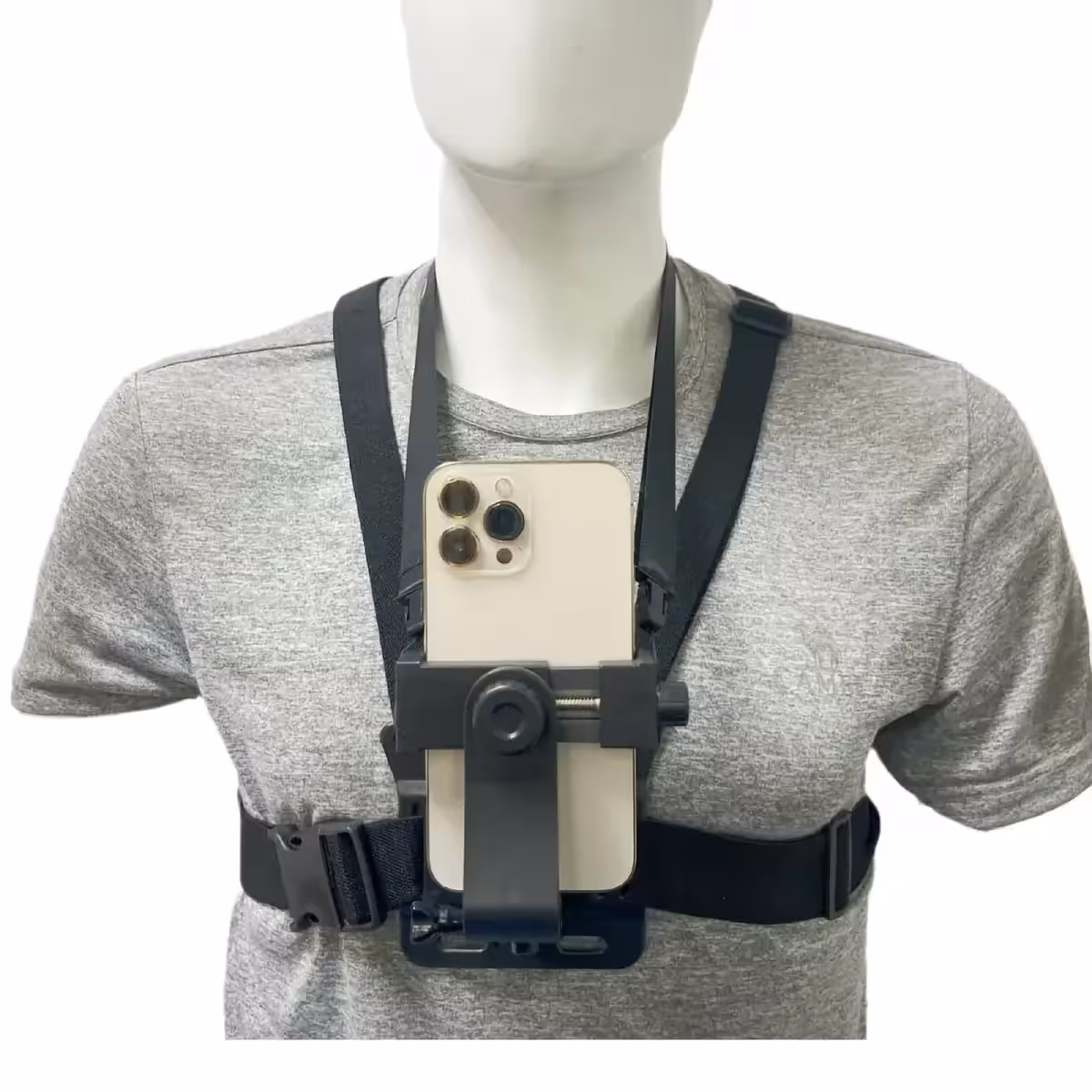 Suporte GoPro com adaptador para celular, fixação segura no peito