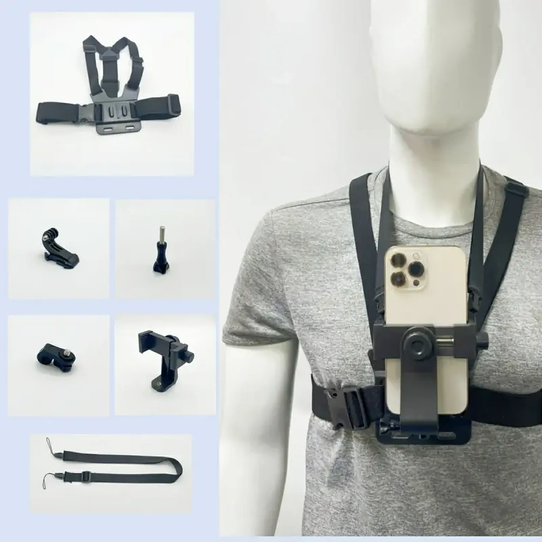 Suporte universal para telefone e câmera no peito Suporte universal para diversos celulares e câmeras