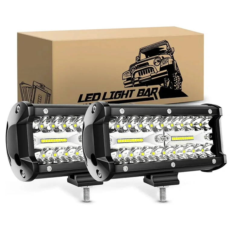 Conjunto de dois faróis LED potentes para ATV, iluminação eficiente e durável