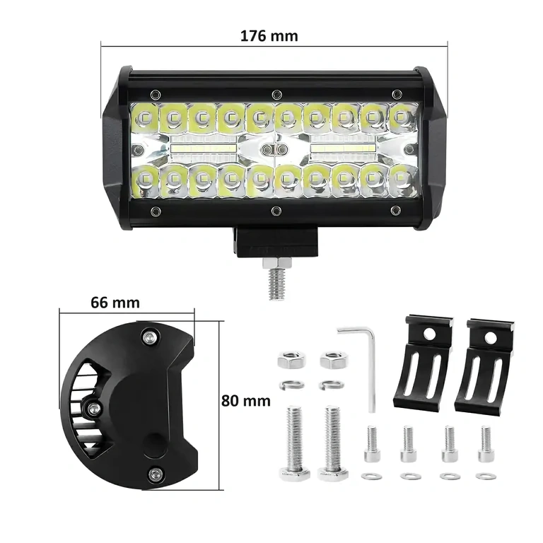 Faróis LED BAR com lente PMMA, resistentes a impactos e desgaste