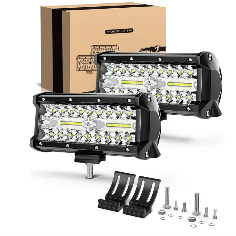 Faróis LED BAR com 24000 lúmens, tensão 12–24 V, luz clara, corpo preto