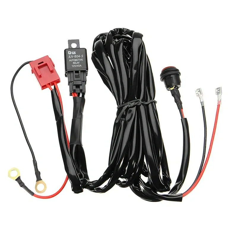 Cabeamento elétrico com relé 40A e interruptor iluminado para LEDs