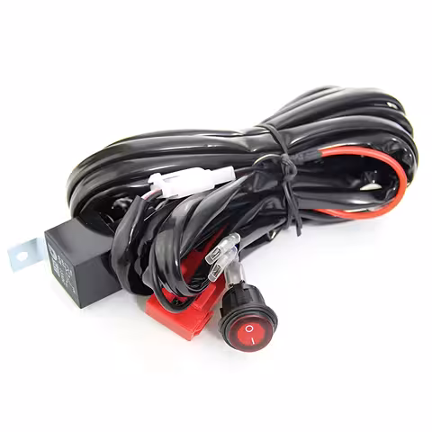 Fiação Projetores LED Automotivo 12V – Relé 40A, Fusível 30A, Compatível LED BAR