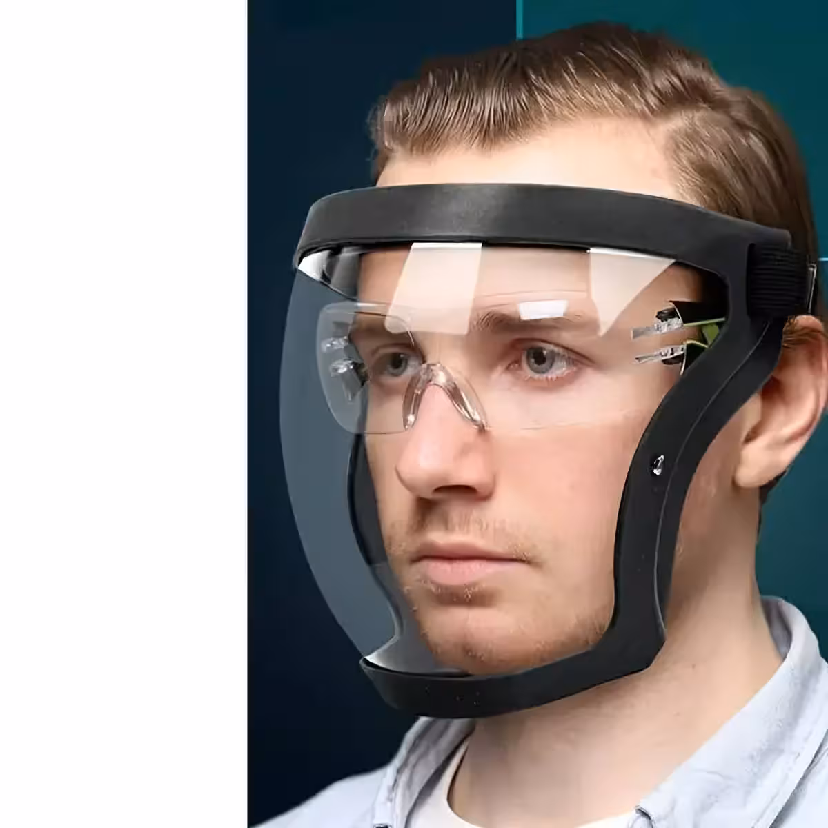 Máscara de proteção facial com design ergonômico para uso prolongado