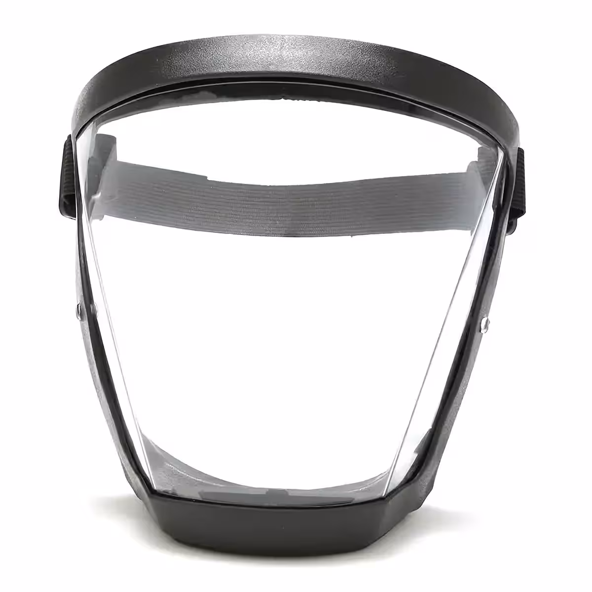 Máscara de proteção facial com viseira transparente usada em ambiente industrial