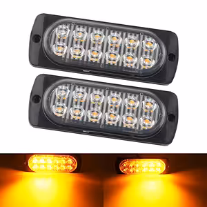 Estroboscópios Automotivos Amarelos LED 12V–24V – Flash Profissional para Grade, Para-choque, Caminhão, ATV, Carro