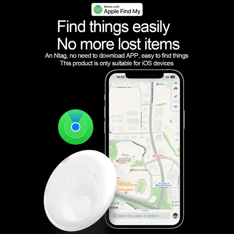 Dispositivo GPS que utiliza a rede Find My para localização