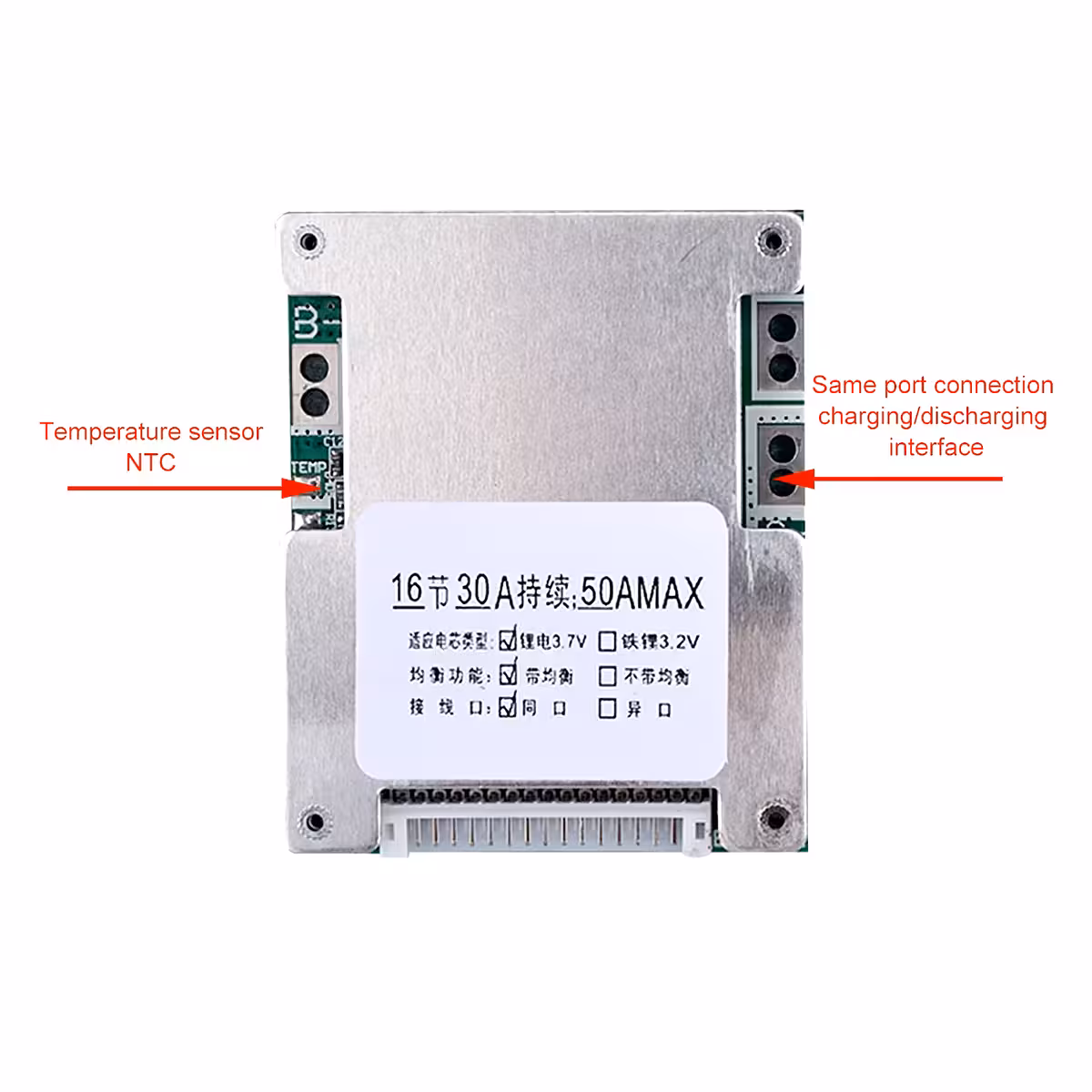 Sistema de proteção térmica integrado no BMS 16S 60V 40A