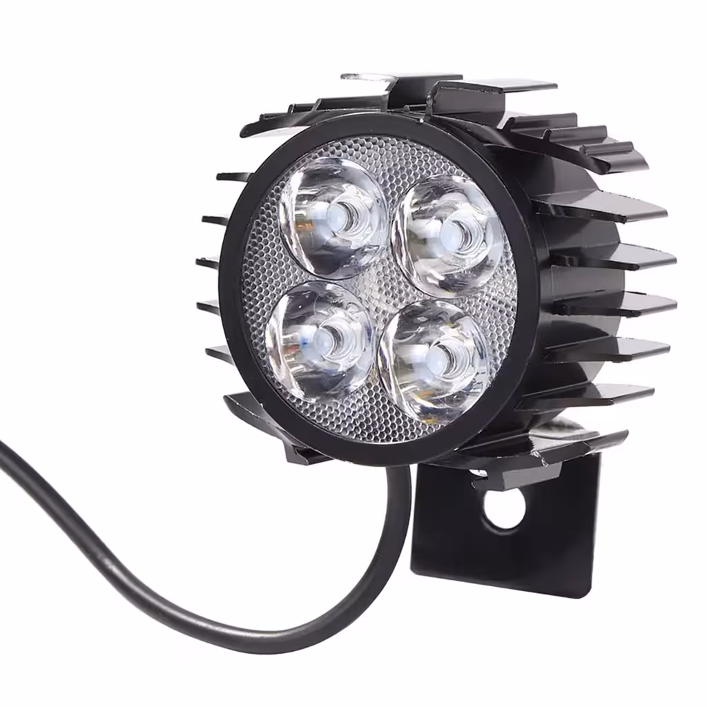 Farol LED com Buzina Integrada para Scooter e Bicicleta Elétrica – 12V-72V Potente e Durável