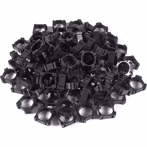 Conjunto 100 Suportes Modulares para Células Li-Ion 18650 – Grampos de Fixação ABS para Banco de Baterias