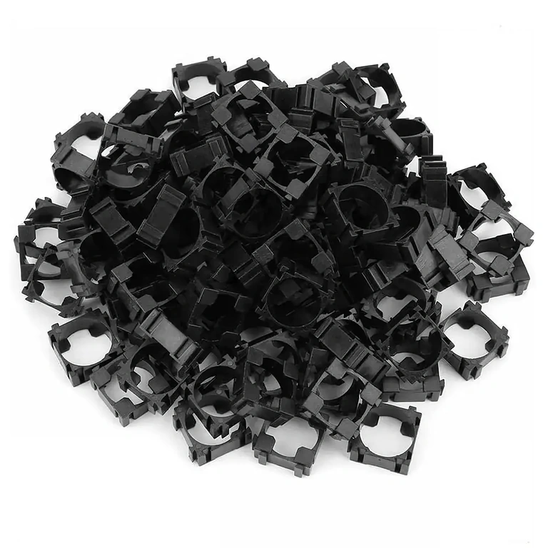 100 suportes modulares para baterias Li-ion 18650, vista geral Grande conjunto de 100 suportes modulares para fixação das células 18650