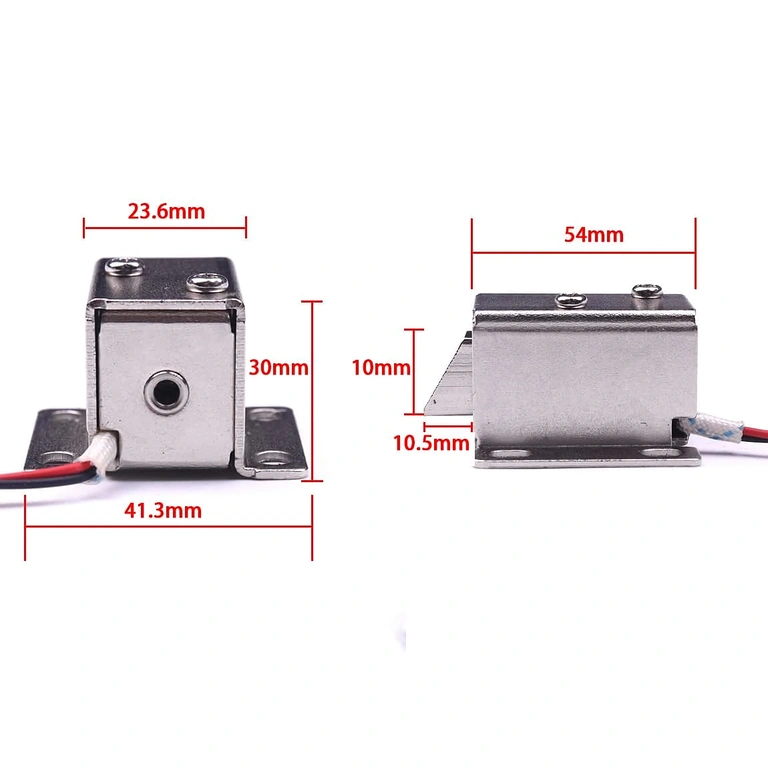 Dimensões da fechadura eletromagnética 12V mostradas na imagem