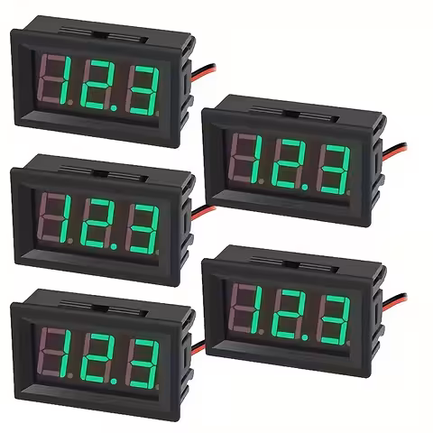 Conjunto 5 Voltímetros Digitais de Painel 5V–120V DC