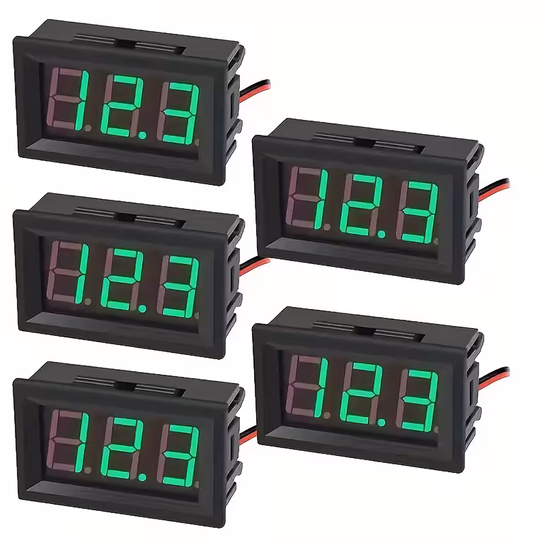 Conjunto 5 Voltímetros Digitais de Painel 5V–120V DC
