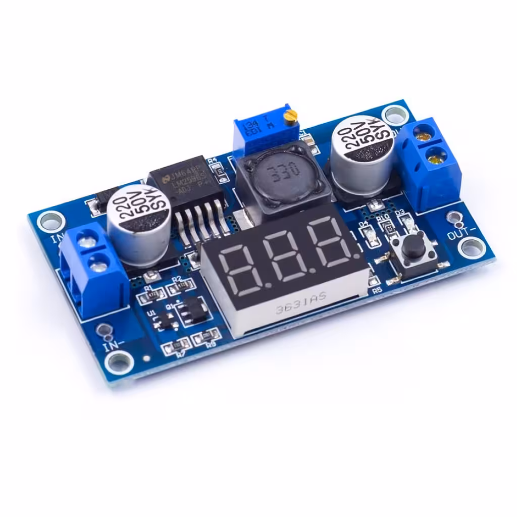 LM2596 Step-Down DC-DC Buck Converter com Display – Fonte de Tensão Ajustável 1.25V–37V 3A