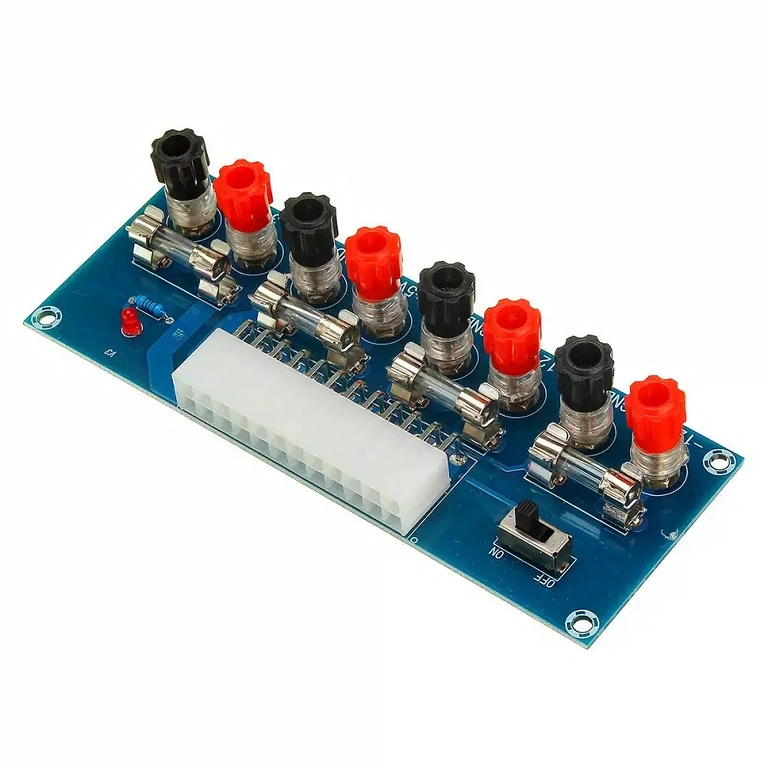 Placa de distribuição de tensão de fonte ATX com conectores destacados